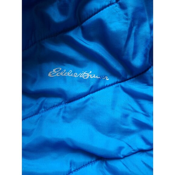 Eddie Bauer Youth Hooded Jacket L 14/16 Blue Ombre Reversible Sherpa Puffer - Picture 4 of 9